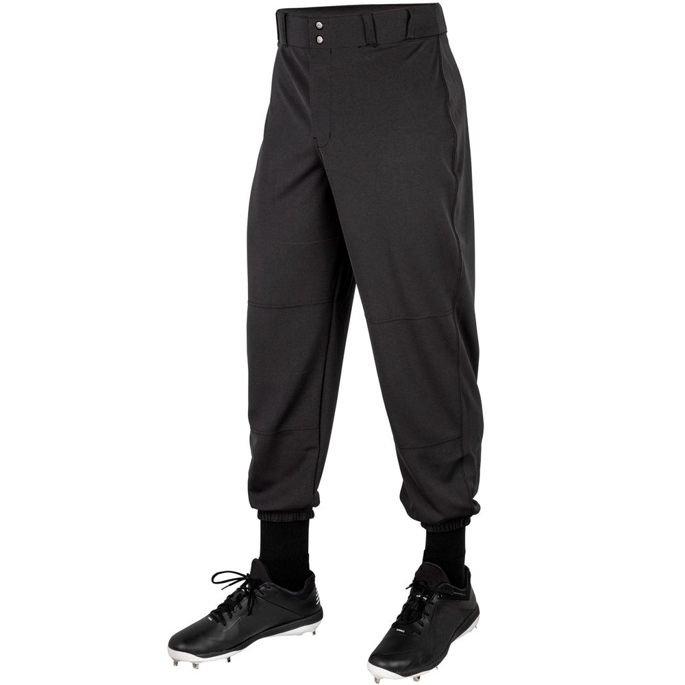 BP4 ELASTIC BOTTOM BASEBALL PANTS, COLOR: BLACK, Size: AL
