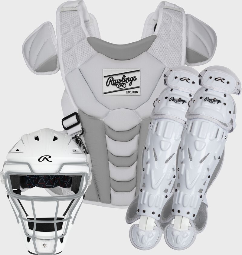 VELO FASTPITCH CATCHERS SET, COLOR: WHITE, Size: AS