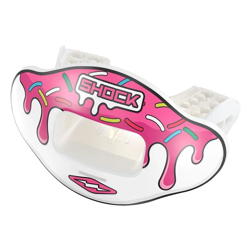 White/Pink Sprinkle Drip Max AirFlow Football Mouthguard, Size: ADULT