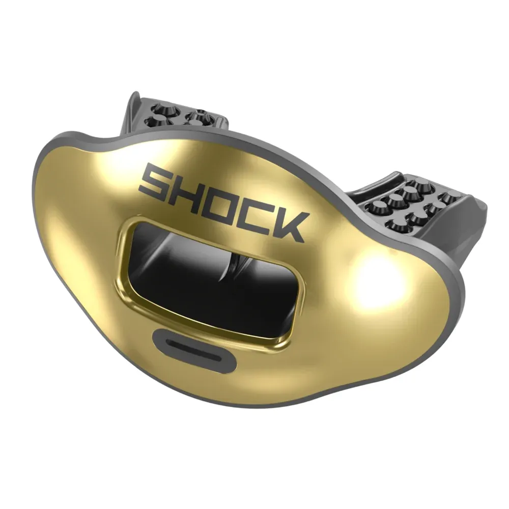Chrome Solid Max AirFlow Football Mouthguard, COLOR: GOLD CHROME, Size: ADULT