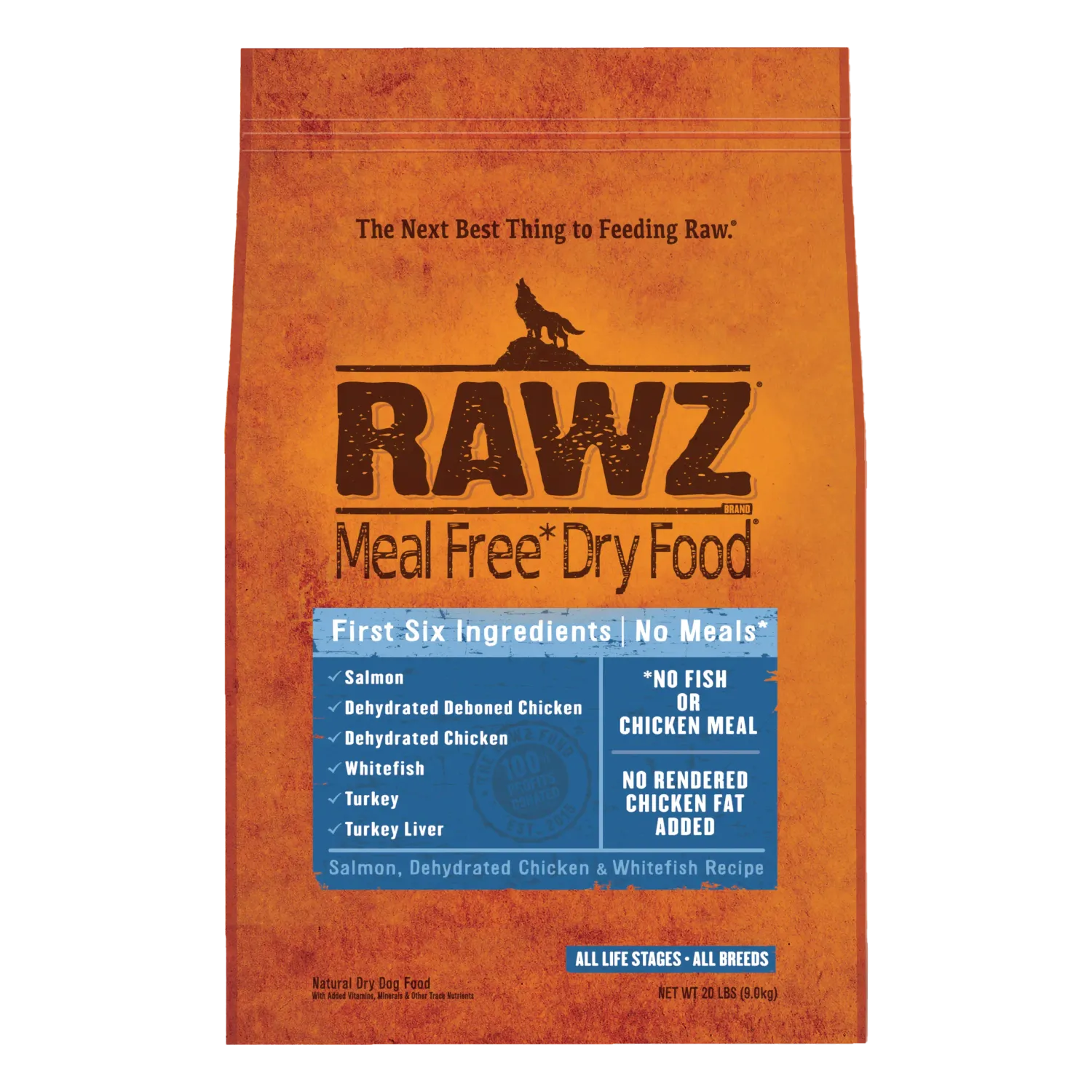 RAWZ Salmon, Dehydrated Chicken and Whitefish Dog 20 lb