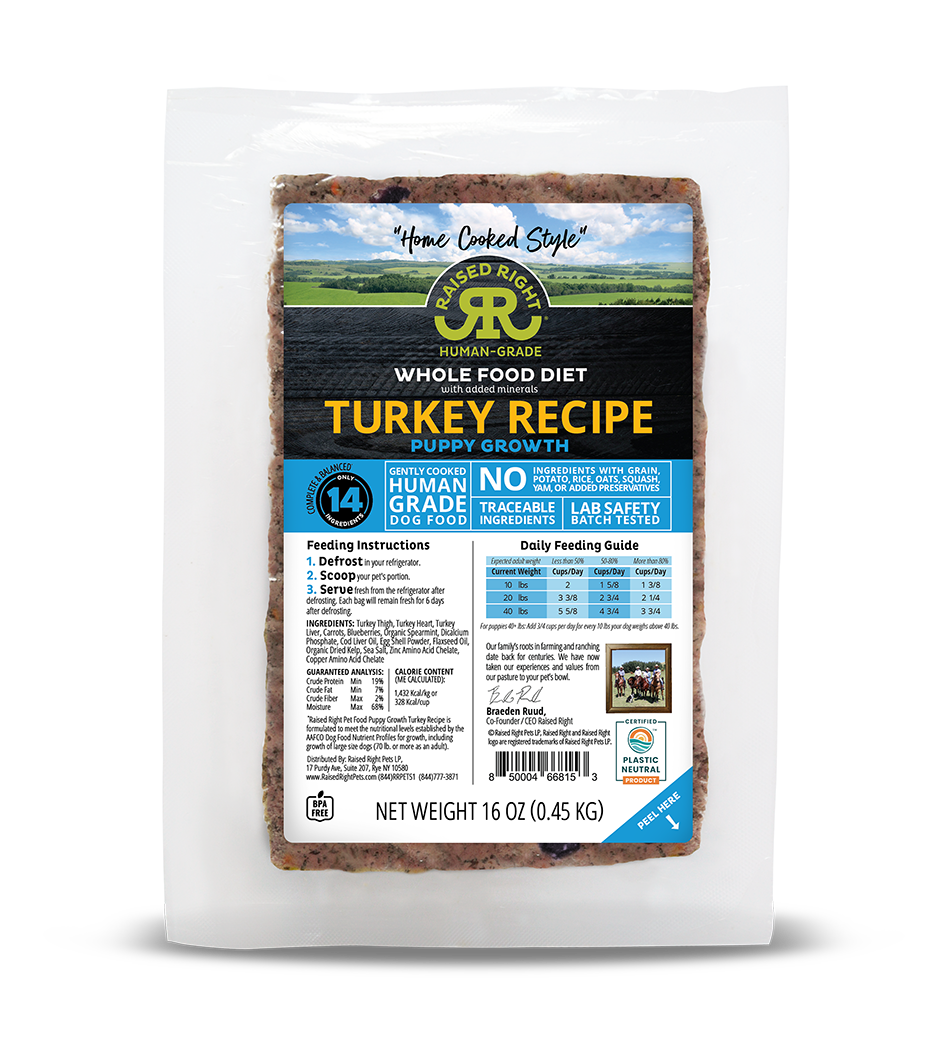Raised Right Puppy Turkey Recipe 1lb