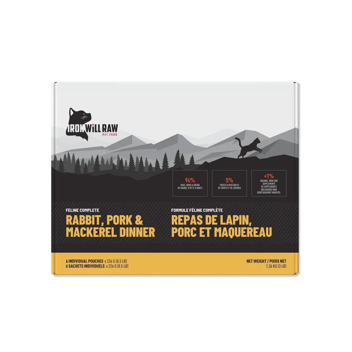 Iron Will Raw Rabbit Pork &amp; Mackerel Dinner 3lb