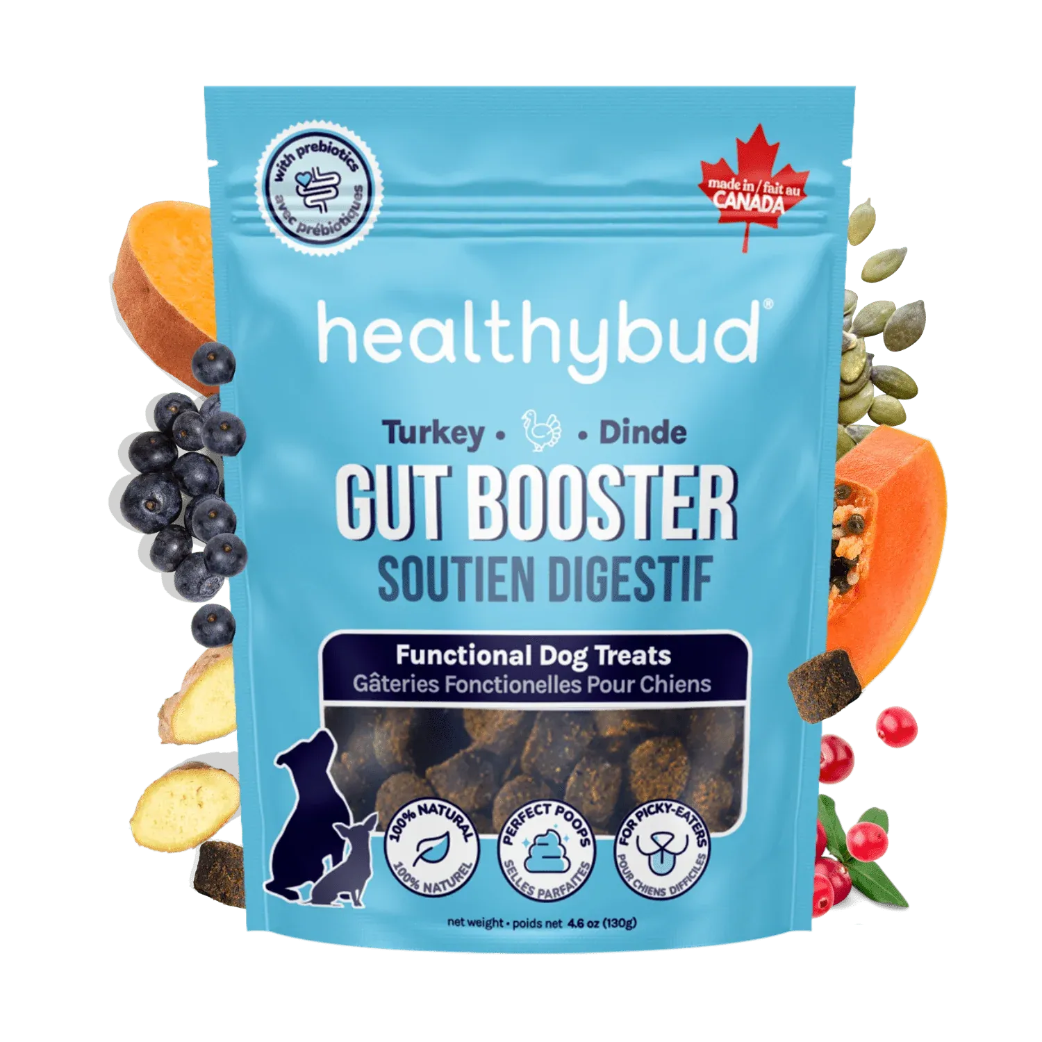 Healthy Bud Gut Booster Dog Treat - Turkey 130g
