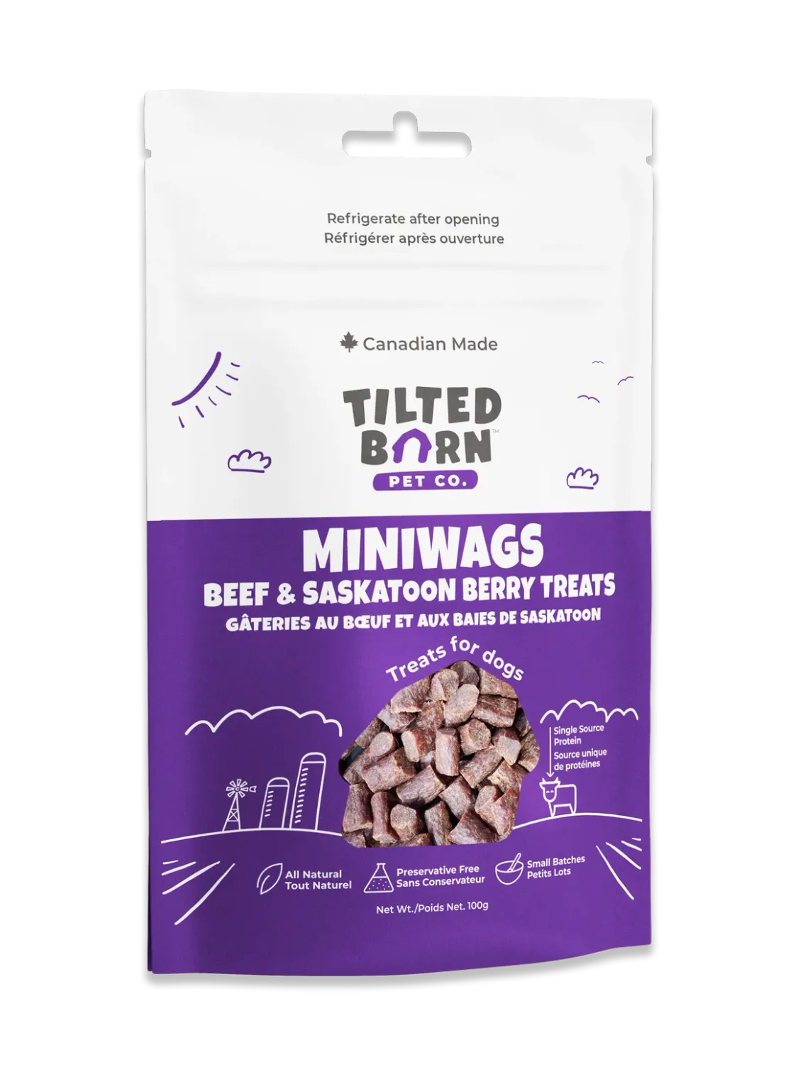 Tilted Barn Cdn Beef &amp; Sask Berry Mini Wags 100g