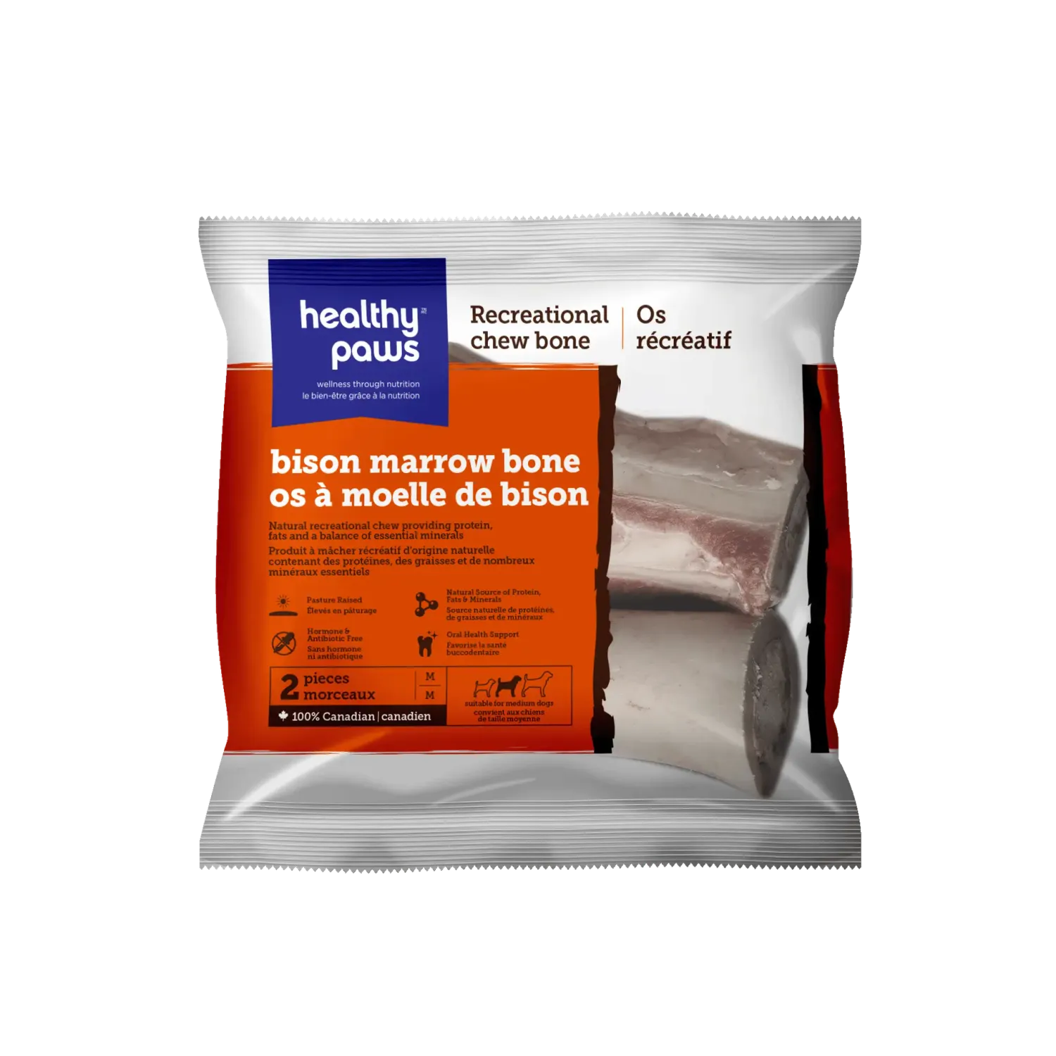 Healthy Paws Bison Bone Medium 2pk