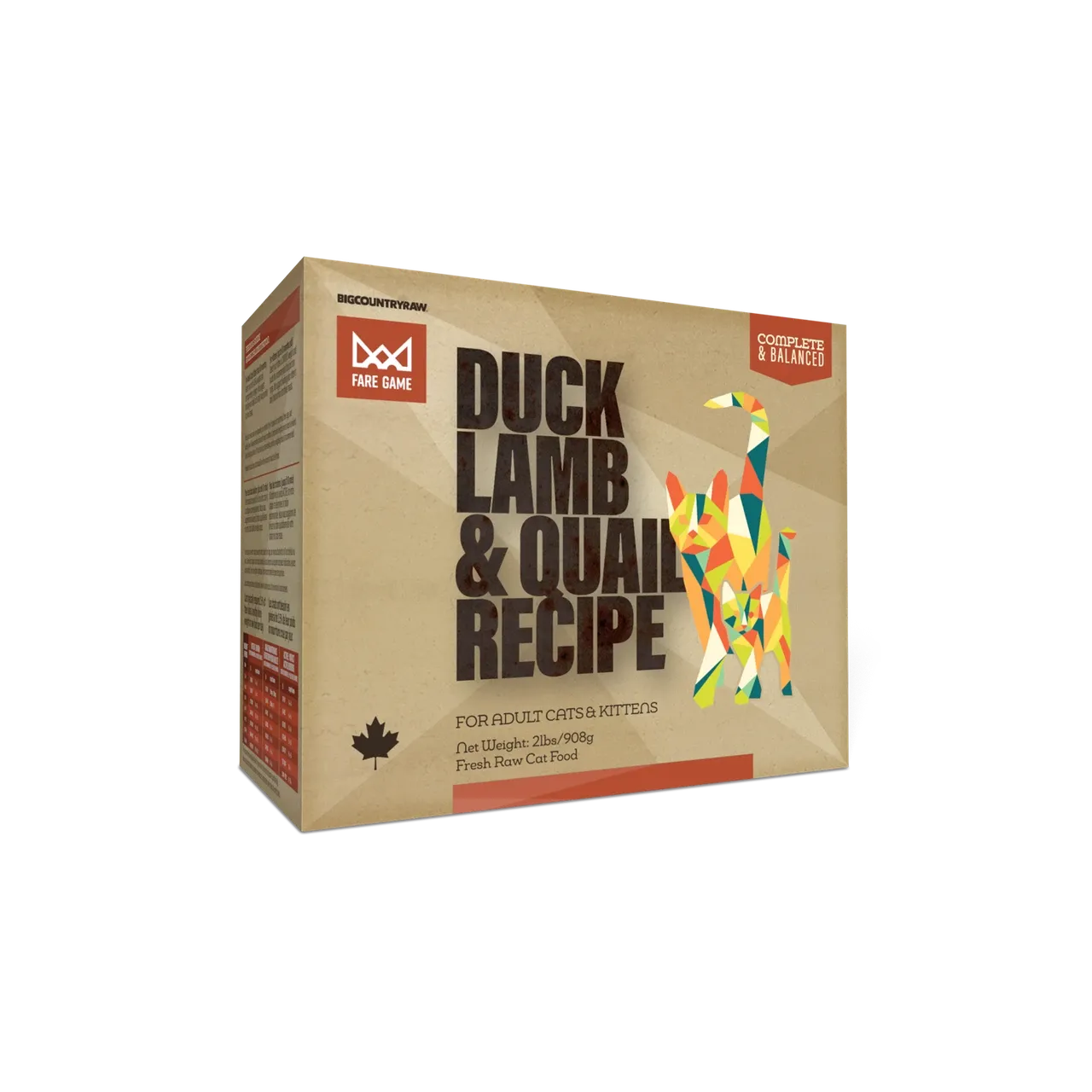 BIg Country Raw FG Quail Duck &amp; Lamb Cat 2lb
