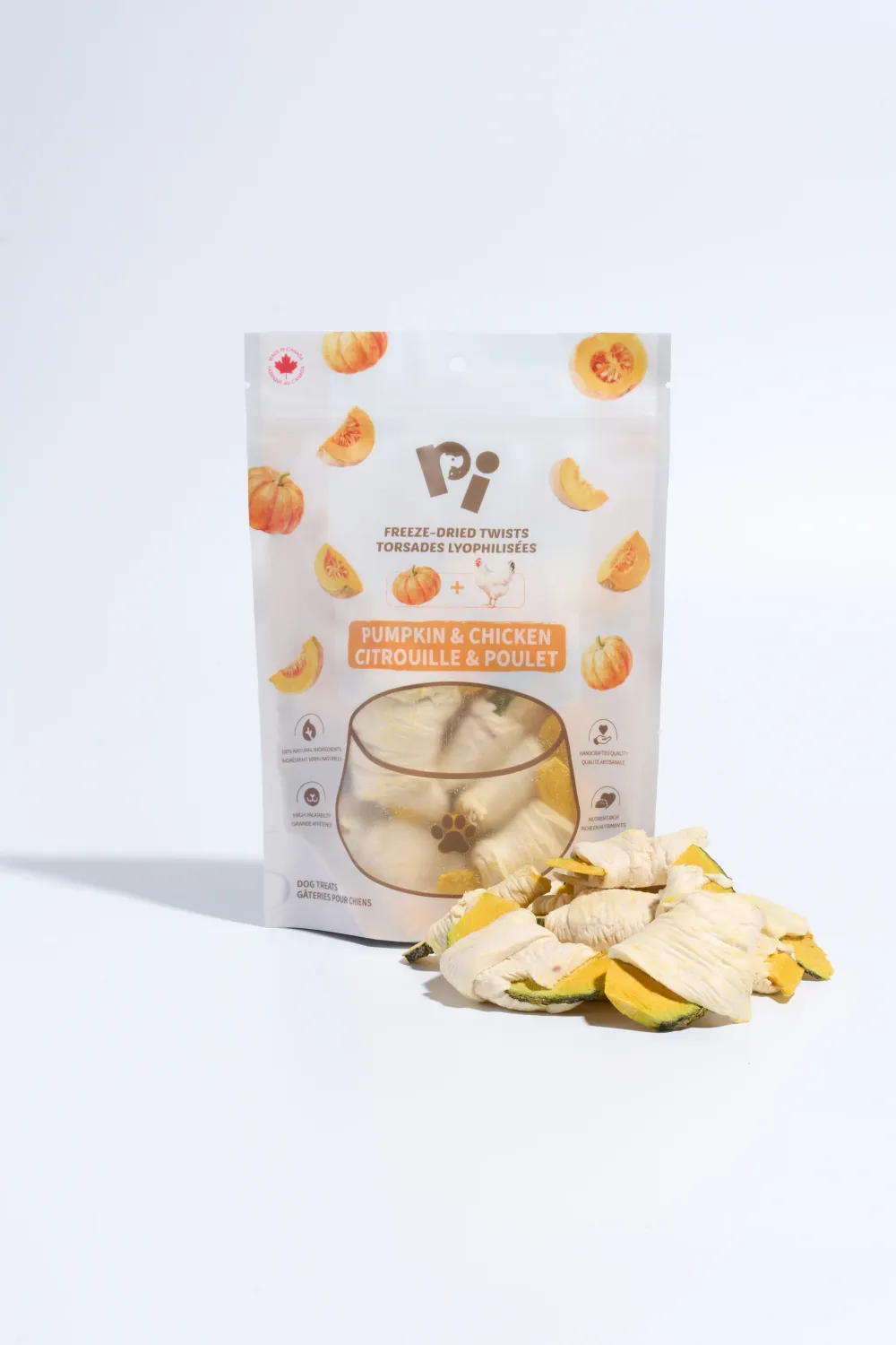 PI Pet food Freezer dried Pumpkin &amp; Chicken twists 42g