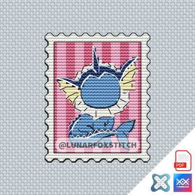 Vaporeon mini postage stamp cross stitch pattern