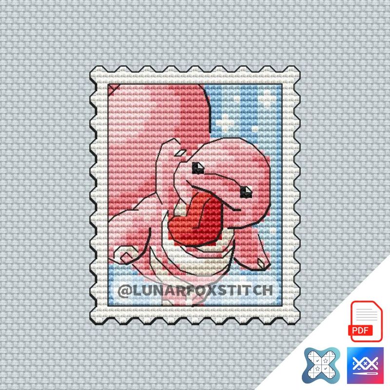 Anime long tonge beast mini postage stamp cross stitch pattern