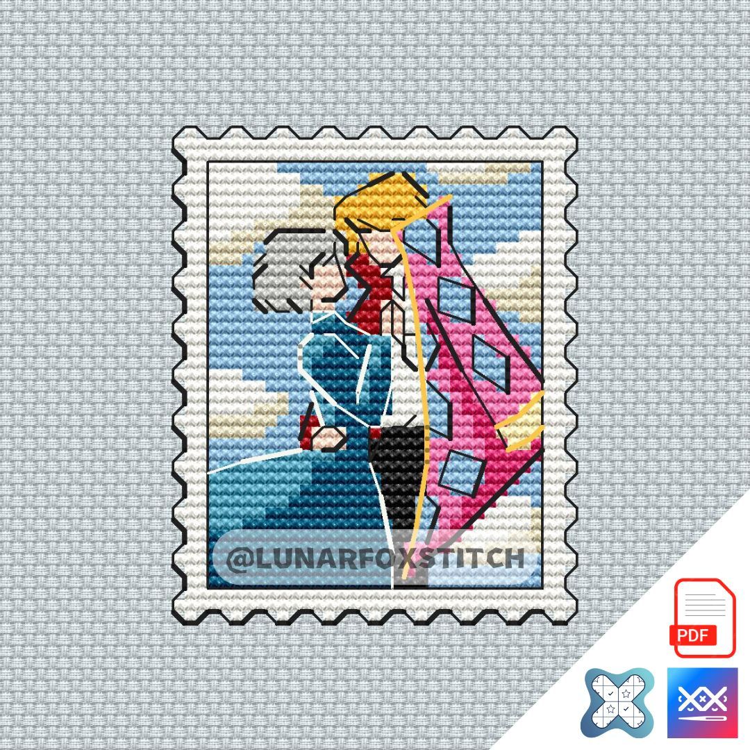 Anime mini postage stamp cross stitch pattern