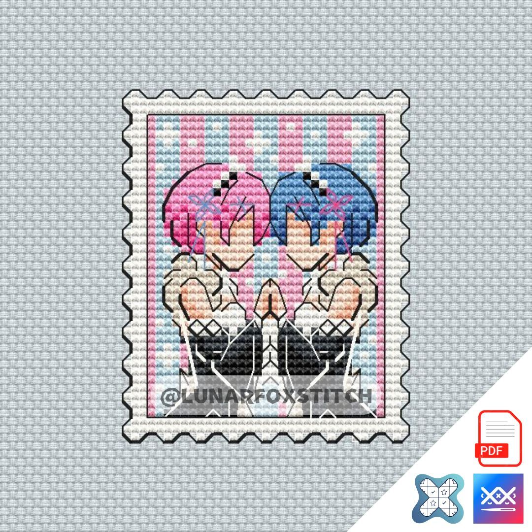 Anime mini postage stamp cross stitch pattern