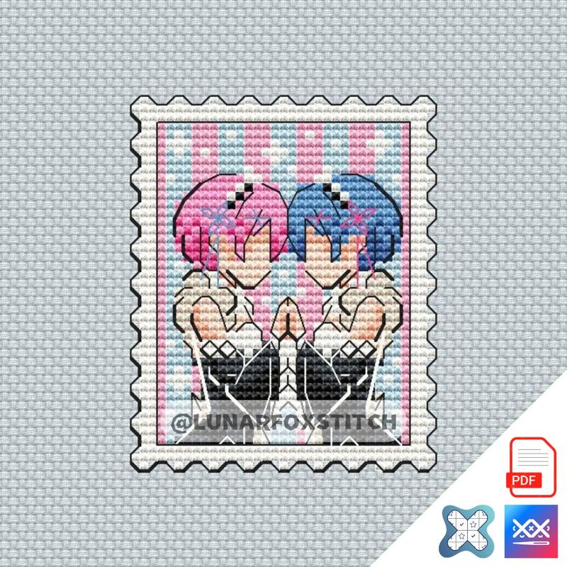 Anime mini postage stamp cross stitch pattern