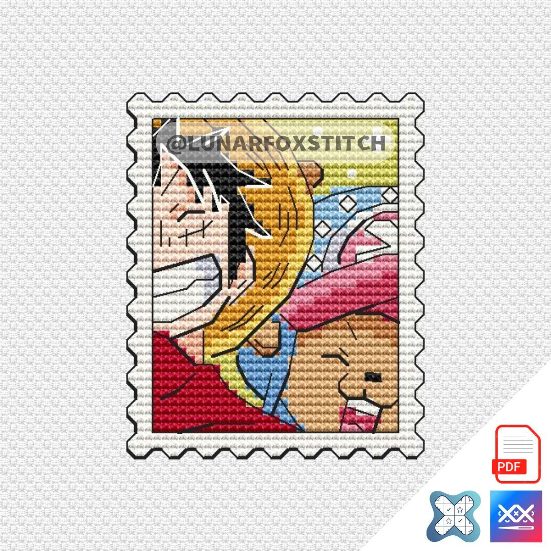 Anime mini postage stamp cross stitch pattern