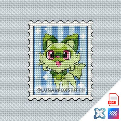 Sprigatito mini postage stamp cross stitch pattern