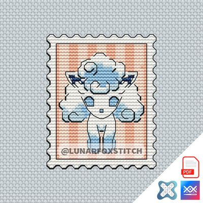 Vulpix Alola mini postage stamp cross stitch pattern