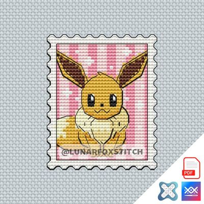Eevee mini postage stamp cross stitch pattern