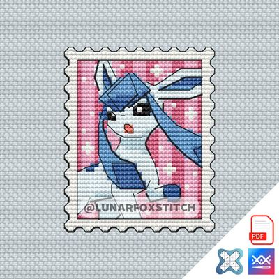 Glaceon mini postage stamp cross stitch pattern