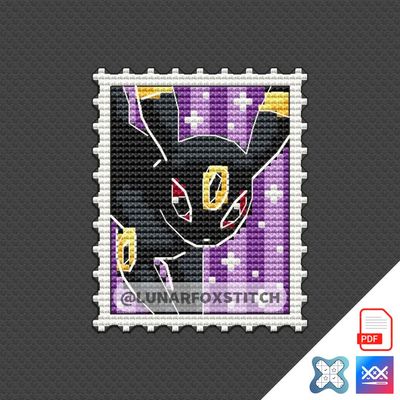 Umbreon mini postage stamp cross stitch pattern