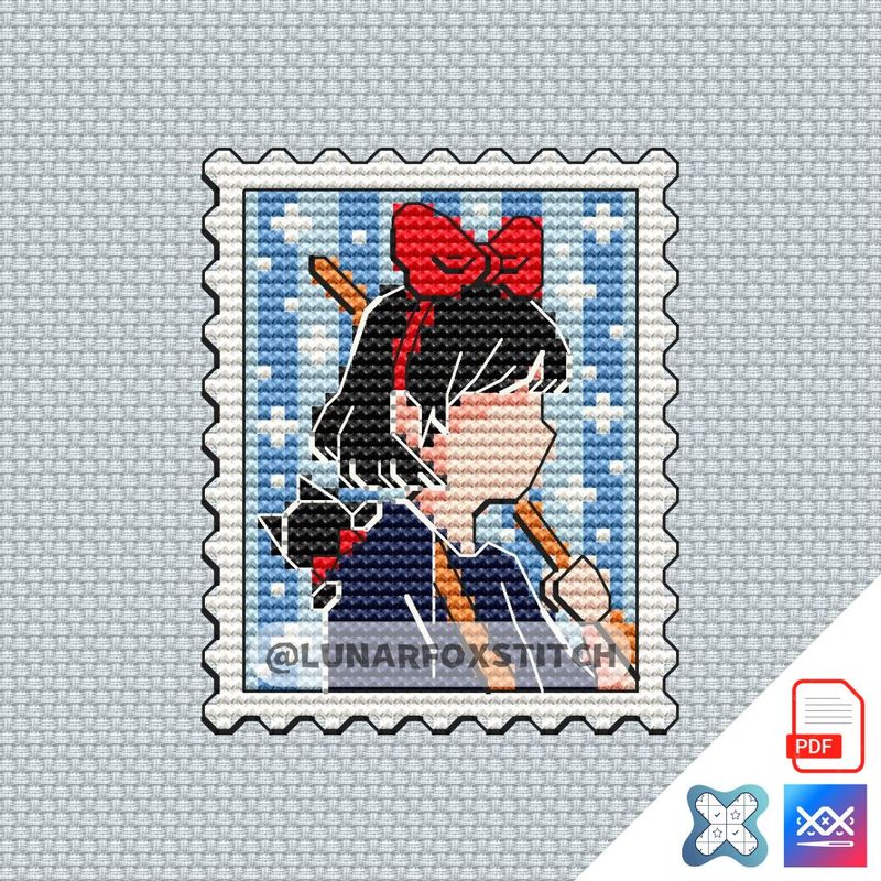 Anime mini postage stamp cross stitch pattern