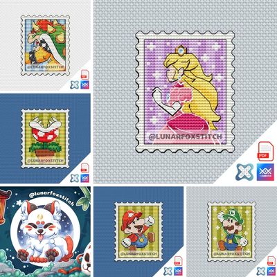 Plumber boy - set of 5 mini postage stamp cross stitch pattern