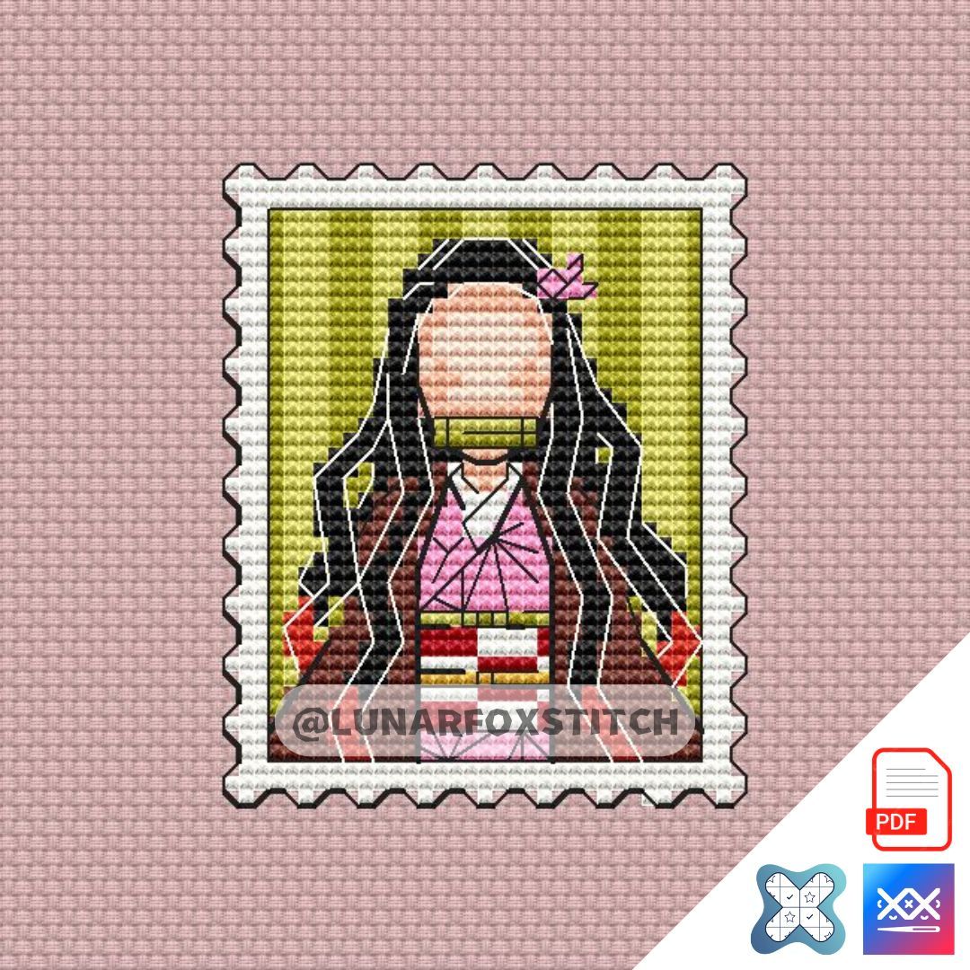 Anime mini postage stamp cross stitch pattern