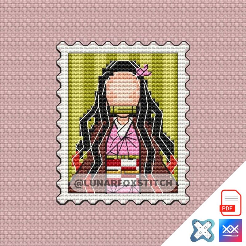 Anime mini postage stamp cross stitch pattern