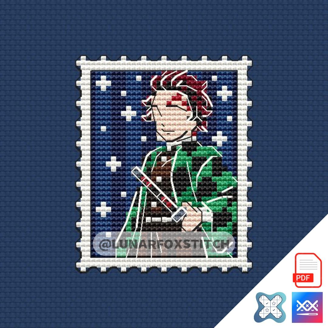 Anime mini postage stamp cross stitch pattern