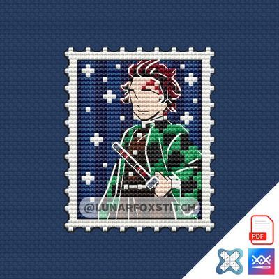 Anime mini postage stamp cross stitch pattern