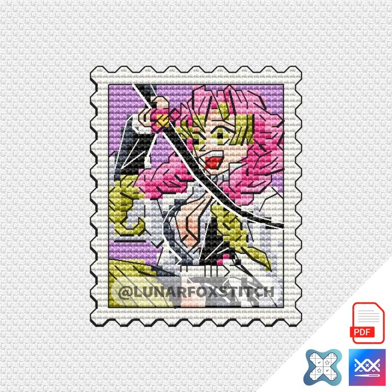 Anime mini postage stamp cross stitch pattern