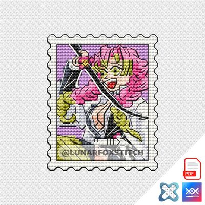 Anime mini postage stamp cross stitch pattern