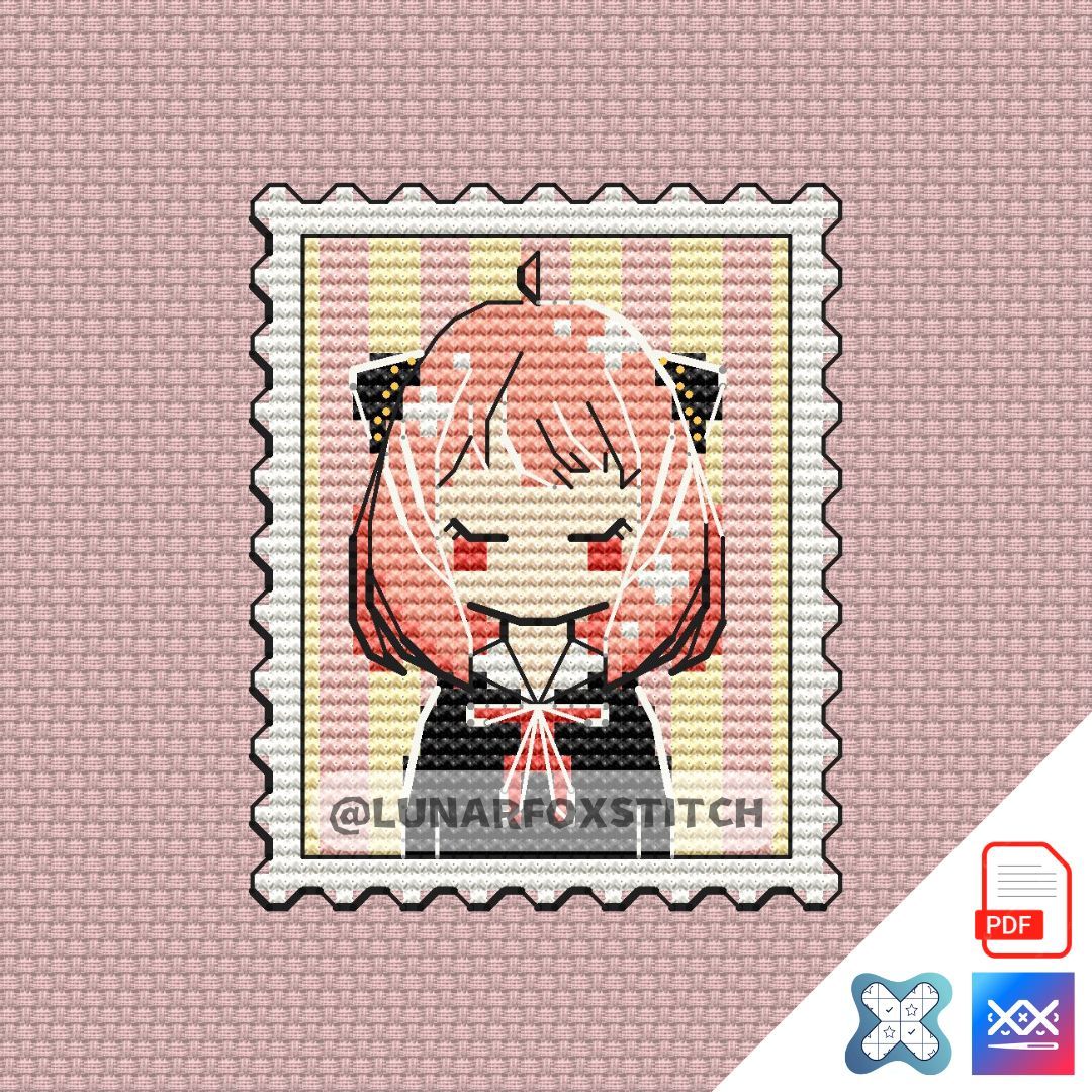 Anime mini postage stamp cross stitch pattern