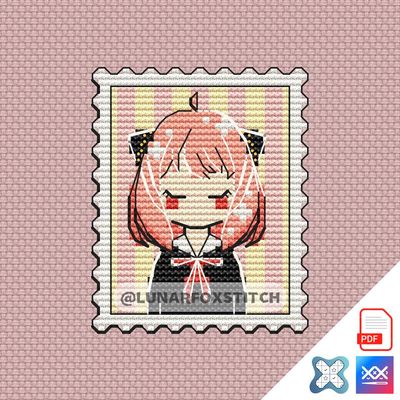 Anime mini postage stamp cross stitch pattern