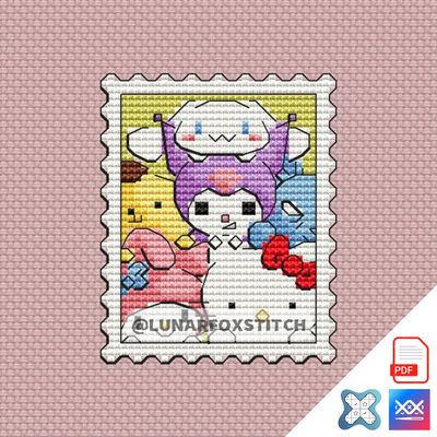 Anime mini postage stamp cross stitch pattern