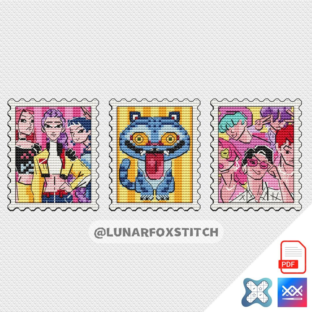 Anime mini postage stamp cross stitch pattern