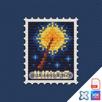 Wizard mini postage stamp cross stitch pattern