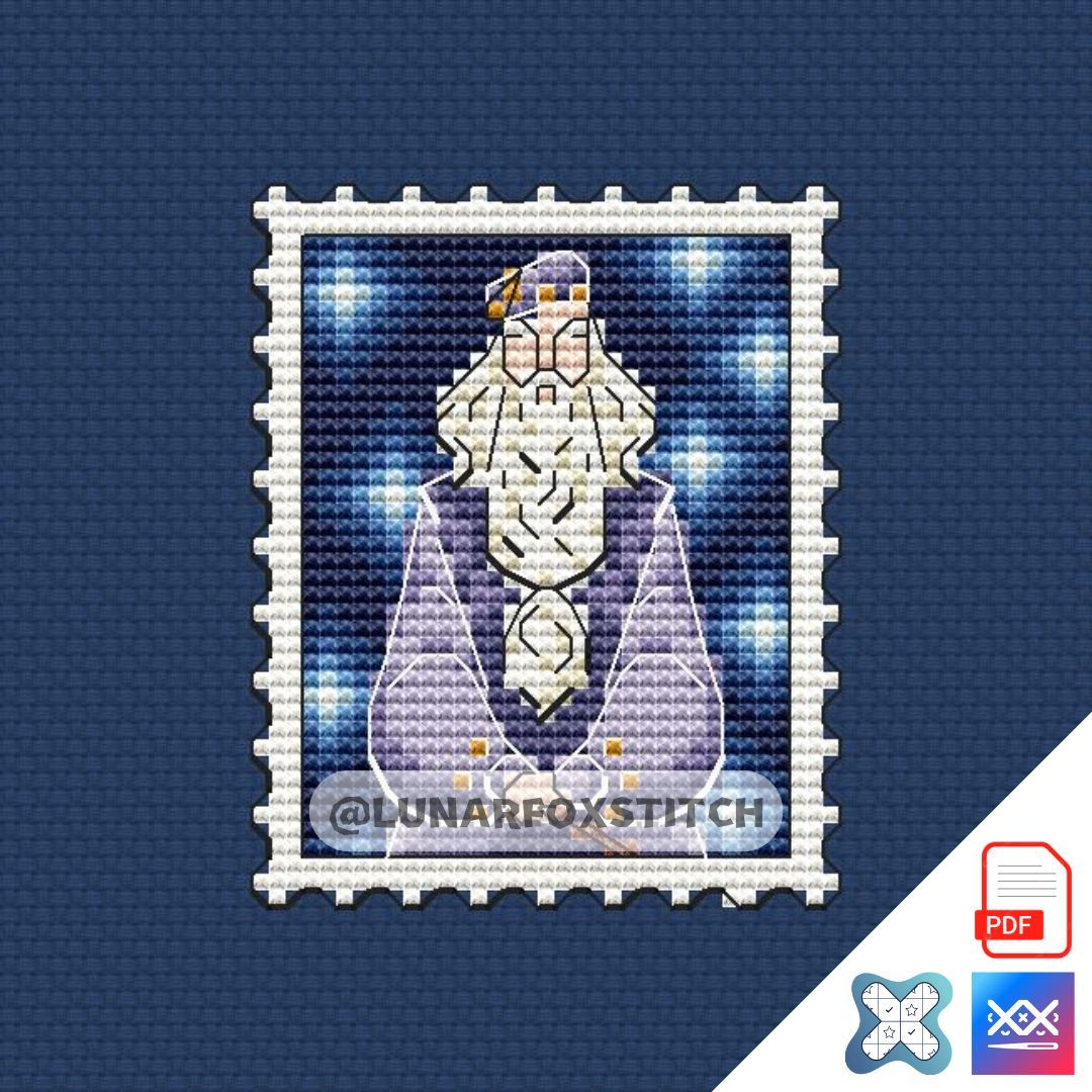 Wizard mini postage stamp cross stitch pattern