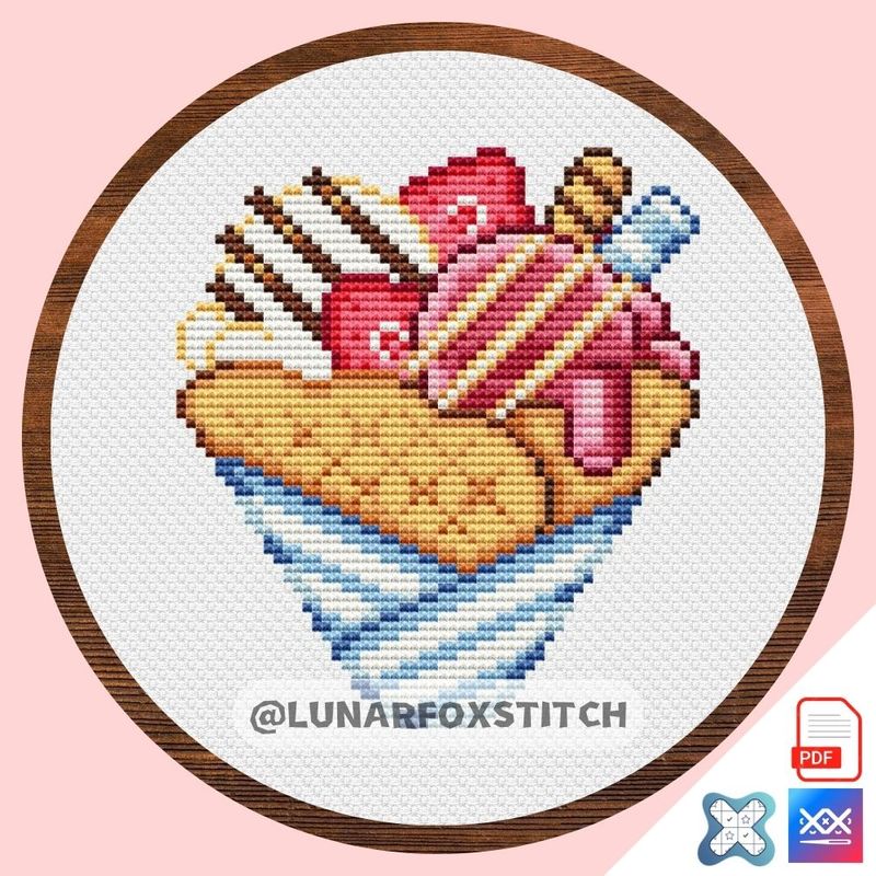 Waffle ice cream mini cross stitch pattern