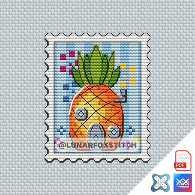 Pineapple house mini postage stamp cross stitch pattern