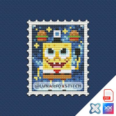 Yellow sponge and burger mini postage stamp cross stitch pattern