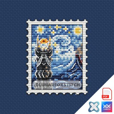 Eye tower mini postage stamp cross stitch pattern
