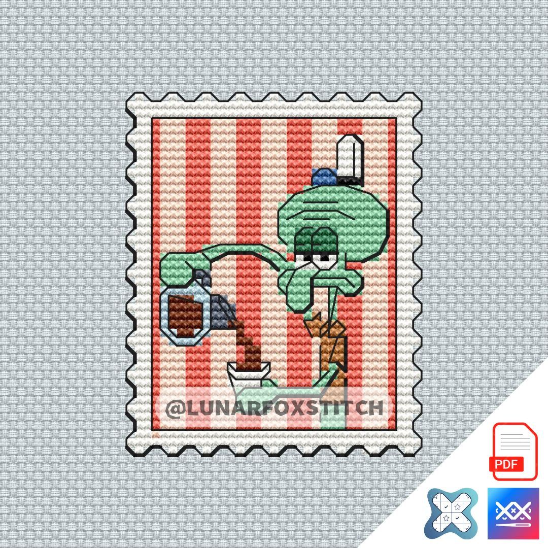 Octopus mini postage stamp cross stitch pattern
