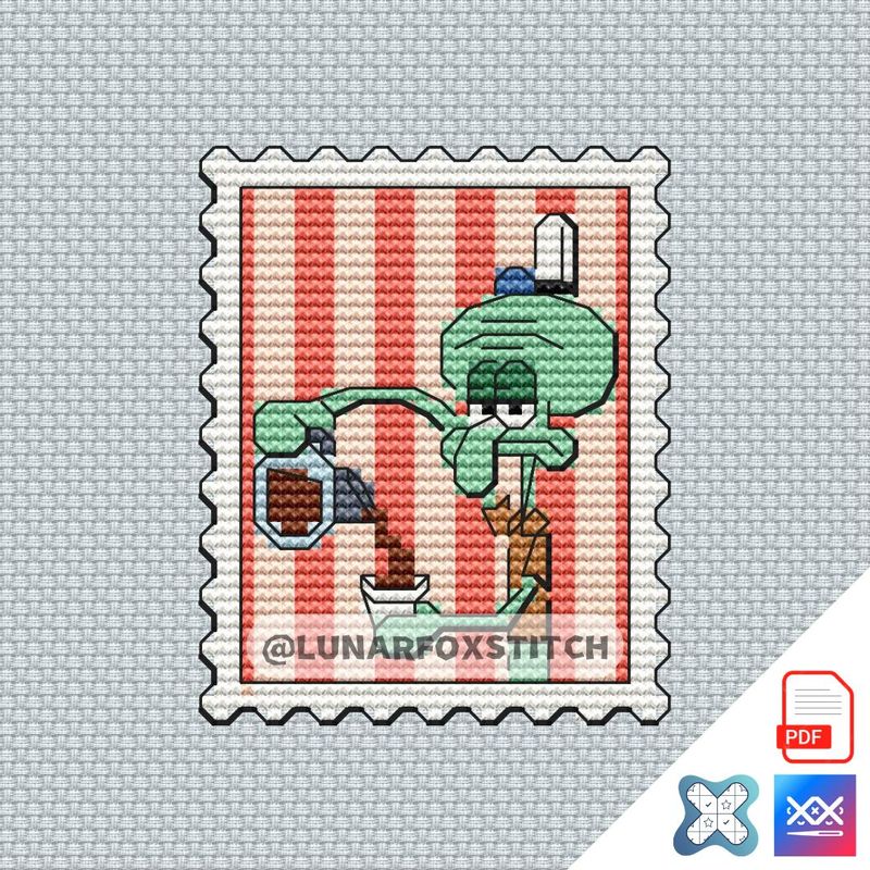 Octopus mini postage stamp cross stitch pattern