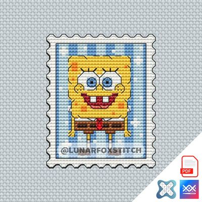Yellow sponge house mini postage stamp cross stitch pattern