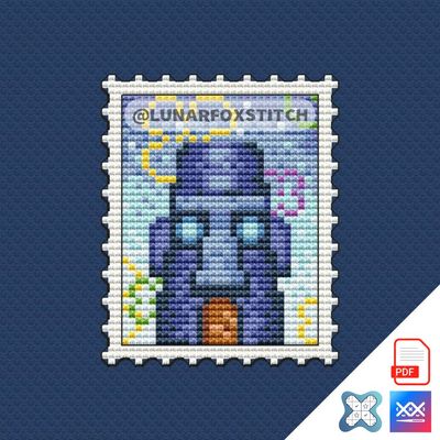 House octopus mini postage stamp cross stitch pattern
