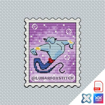 Blue wizard mini postage stamp cross stitch pattern