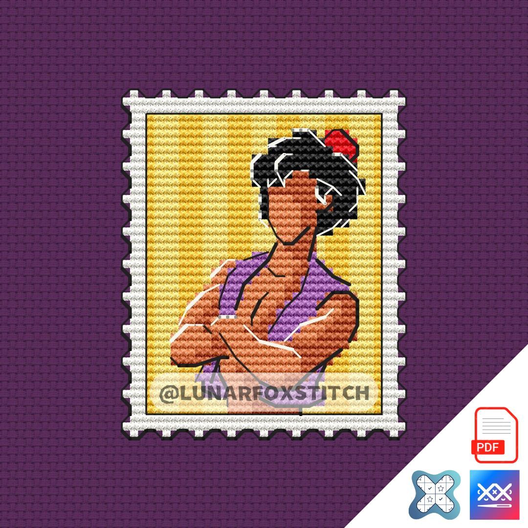 Arabian boy mini postage stamp cross stitch pattern