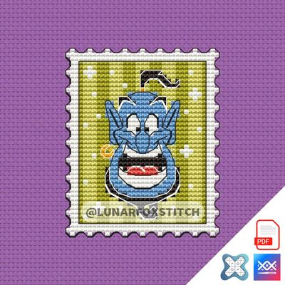 Blue wizard mini postage stamp cross stitch pattern
