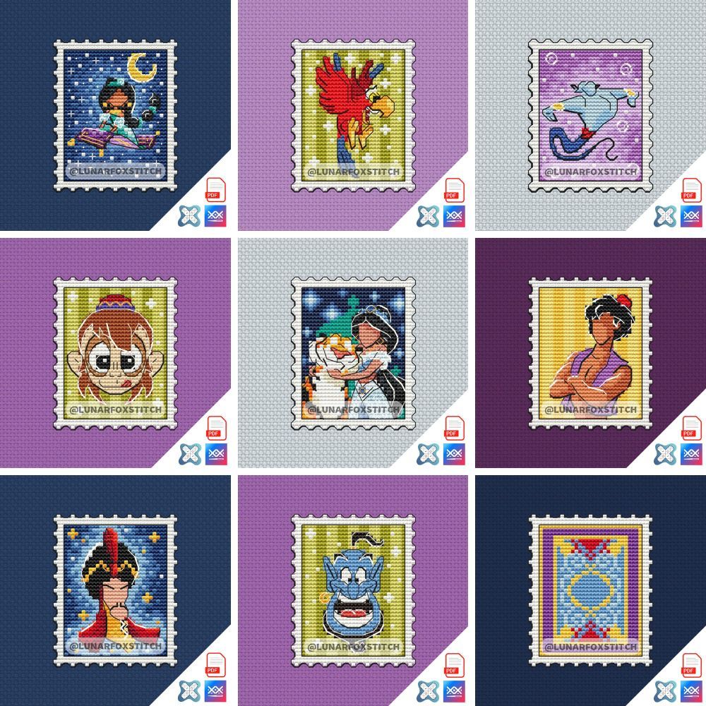 Arabian princess - set of 9 mini postage stamp cross stitch pattern