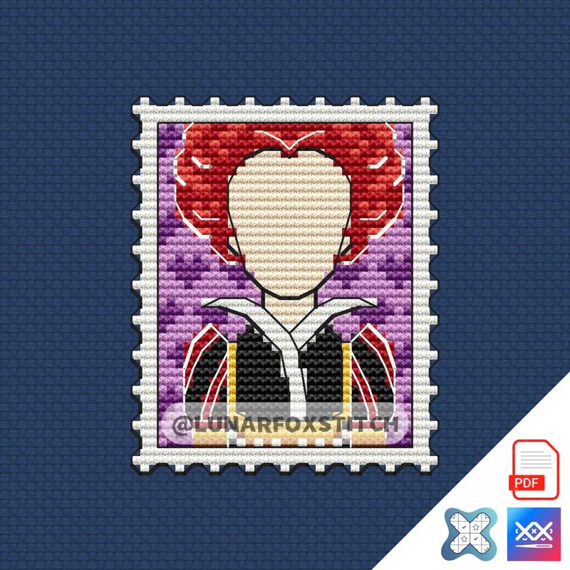 Red queen mini postage stamp cross stitch pattern